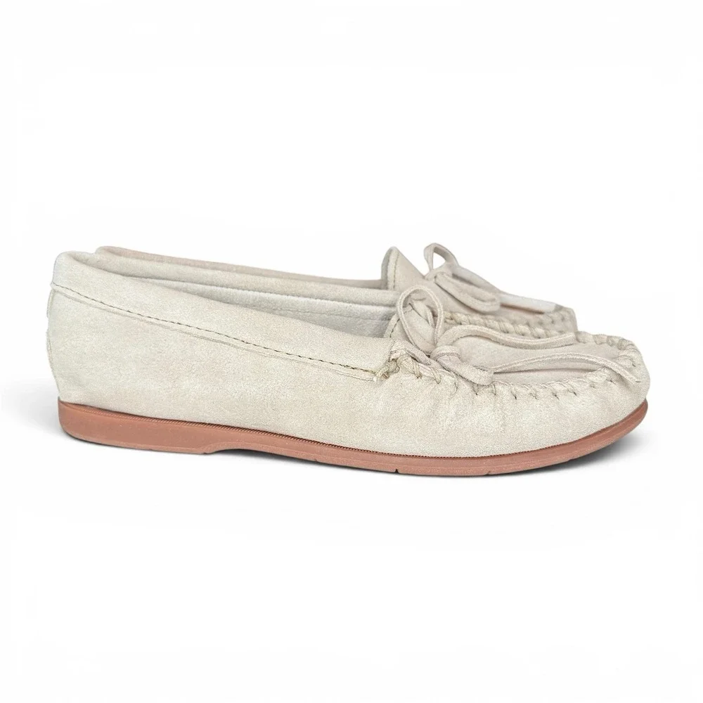 Minnetonka Flexible Slip On Moccasin Rubber Hardsole Women's 9 Neutral Loafer